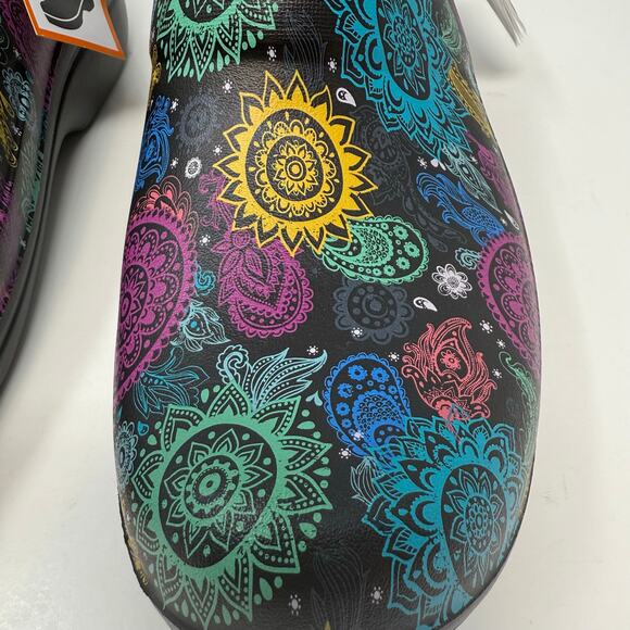 Crocs Clogs Women's 9 Black Multi-color Neria Pro II Graphic Clogs Nurse NWT - Picture 11 of 12